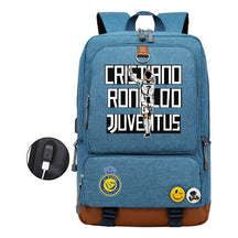 Football Star Cristiano Ronaldo Printed Usb Youth Student Backpack For Leisure Travel Backpack