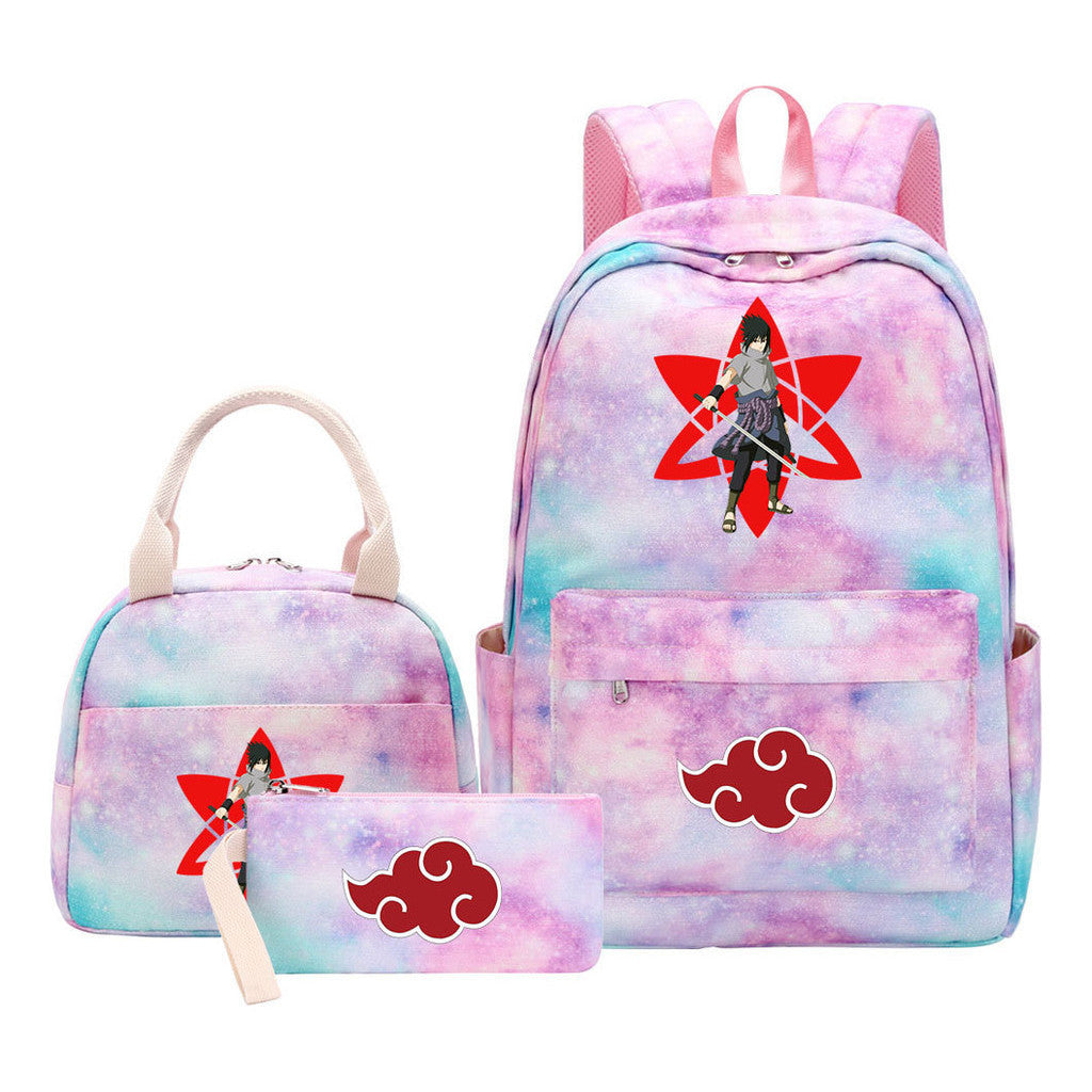 Naruto Teenage Student Girls School Bag Lunch Bag Three Piece Set Backpack Set