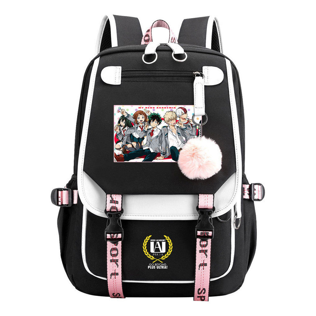 My Heroes Academy Usb Youth Student Backpack With Casual Woven Strap Flip Back Backpack