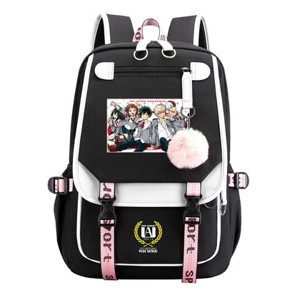 My Heroes Academy Usb Youth Student Backpack With Casual Woven Strap Flip Back Backpack