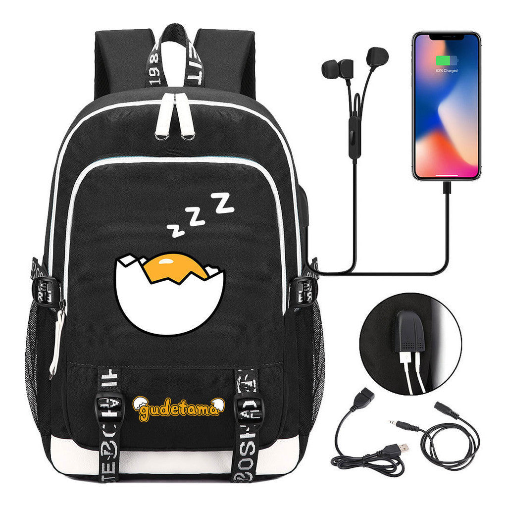 Comic Egg Yolk Lazy Egg Teenage Student Backpack Usb Boys And Girls Casual Backpack