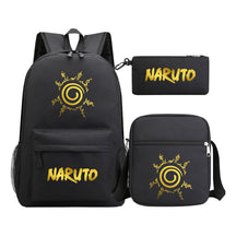 Golden Anime Naruto Starry Sky Youth Student Backpack Set, 3-piece, Men's And Women's Backpack Set
