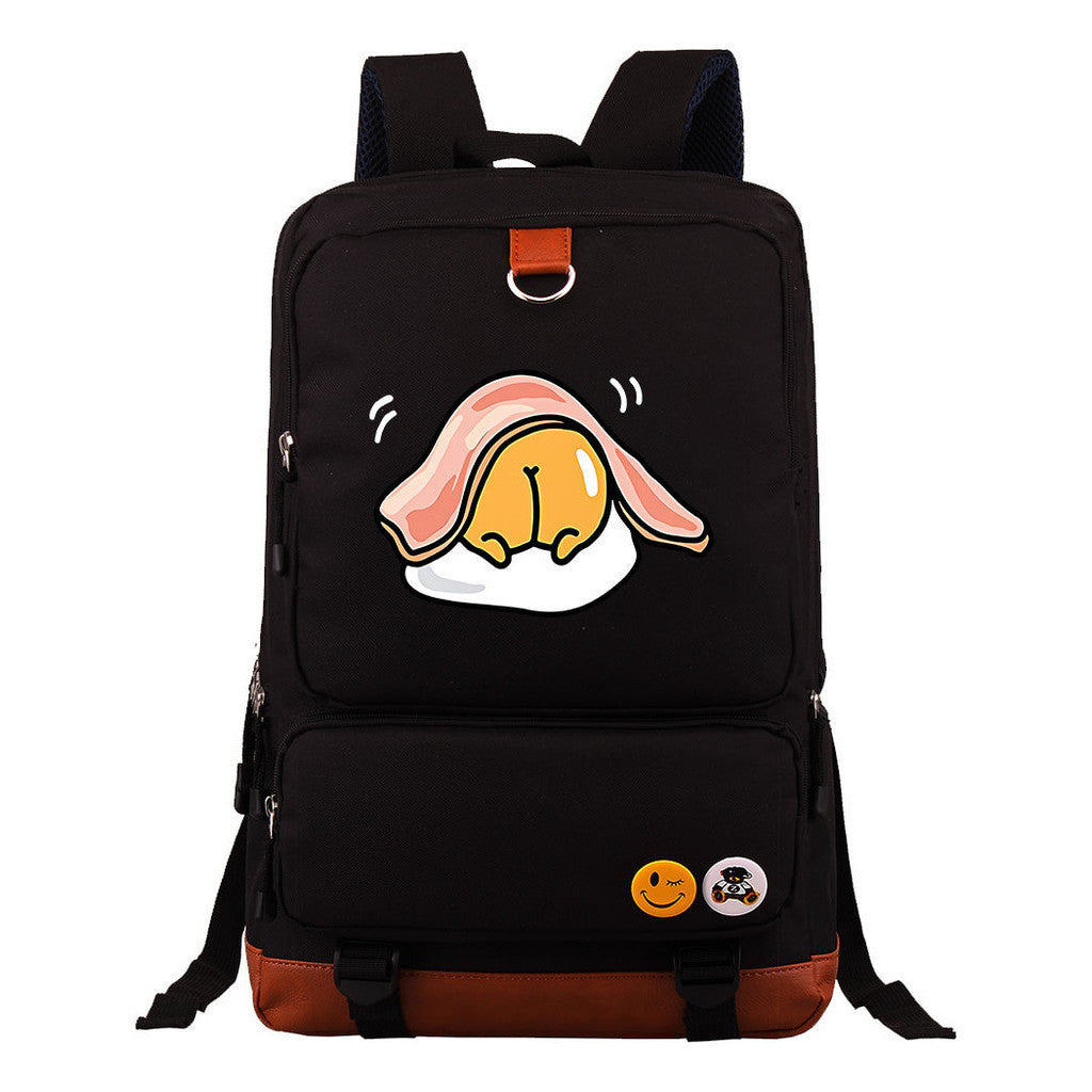 Cartoon Anime Lazy Egg Youth Student Backpack With Large Capacity Travel Bag For Boys And Girls Backpack