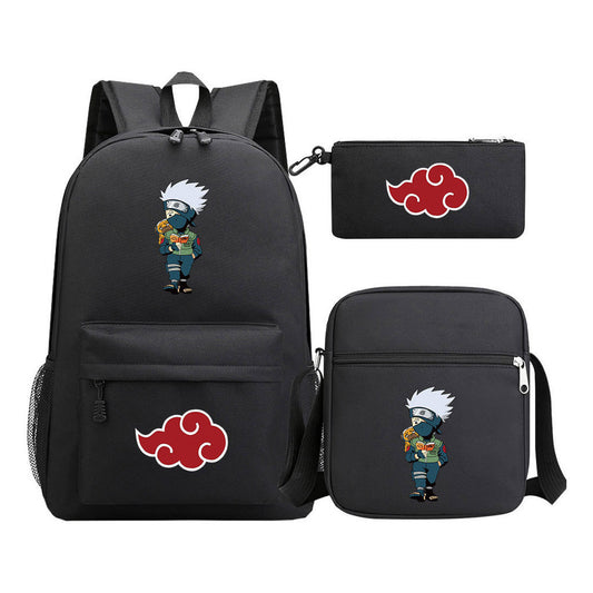 Anime Naruto Starry Sky Youth School Bag Three Piece Set For Boys And Girls Backpack Set