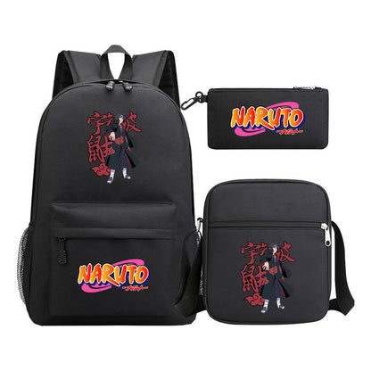 Anime Naruto Starry Sky Student School Bag Three Piece Set For Men And Women Backpack Set