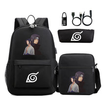 Naruto Usb Password Lock Backpack Three Piece Set For Men And Women Backpack Set