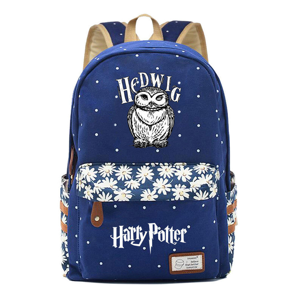 School Of Witchcraft And Wizardry Youth Student Backpack, Floral Canvas, Female Backpack