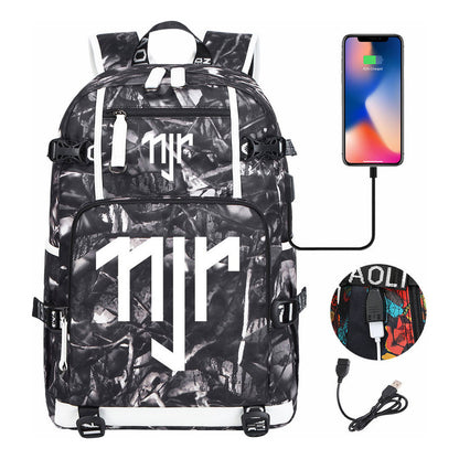 Football Star Neymar Printed Youth Student Backpack With Large Capacity