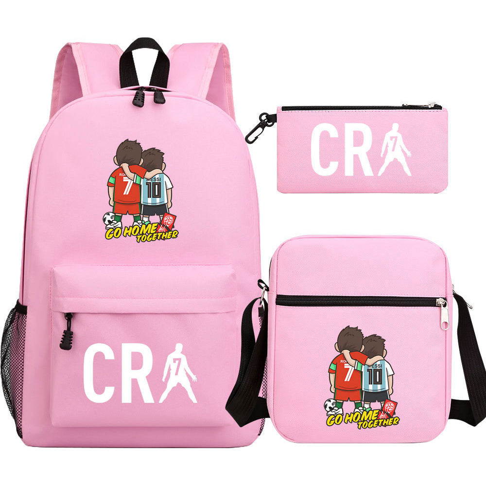 Football Star Cristiano Ronaldo Printed Youth Student Backpack 3pcs/Set Backpacks