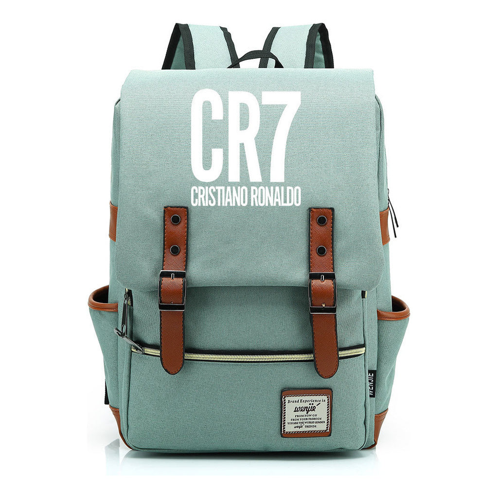 Football Star Cristiano Ronaldo Printed Backpack For Men And Women With Casual Belt Buckle Classic Backpack