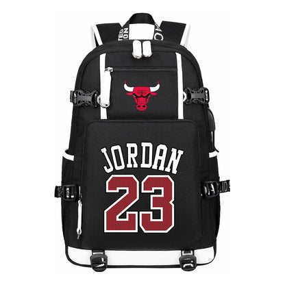 Sports Basketball Star Printed Usb Youth Student Backpack For Men And Women's Leisure Travel Backpack