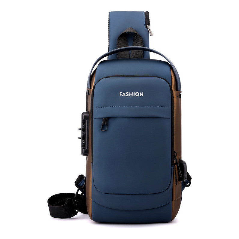 Usb Chest Bag Password Lock Men's Shoulder Bag Casual Sports Waist Bag Small Bag Multifunctional Crossbody Bag