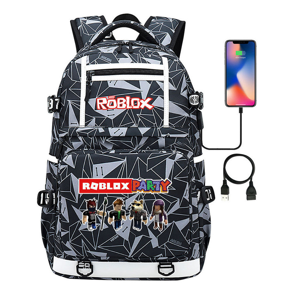 Roblox Game Printed Usb Youth Student Backpack For Men And Women's Leisure Travel Backpack