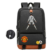 Football Star Cristiano Ronaldo Printed Usb Student Backpack For Leisure Travel Backpack