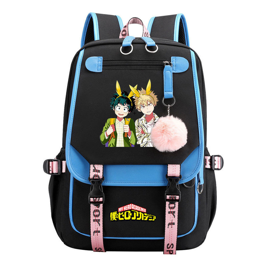 My Heroes Academy Usb Student Backpack, Casual Woven Strap Flip Back Backpack