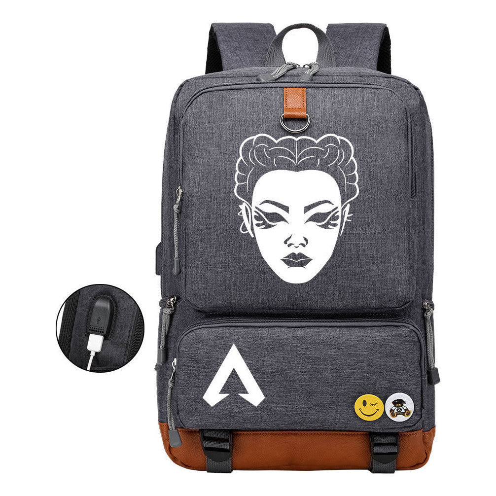 Apex Hero Print Usb Student Backpack For Leisure Travel Backpack