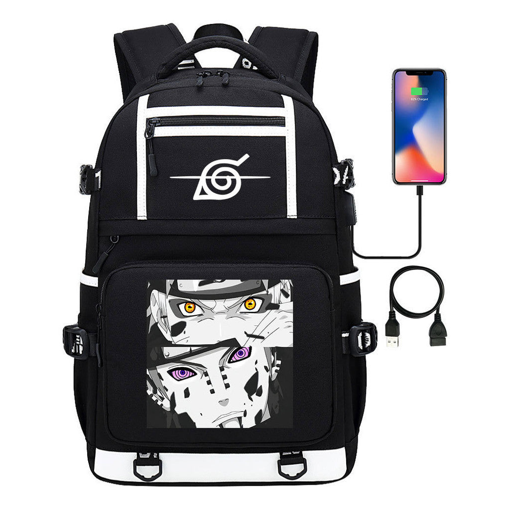 Fashionable Naruto Usb Youth Student School Bag Men's And Women's Backpack Leisure Travel Bag