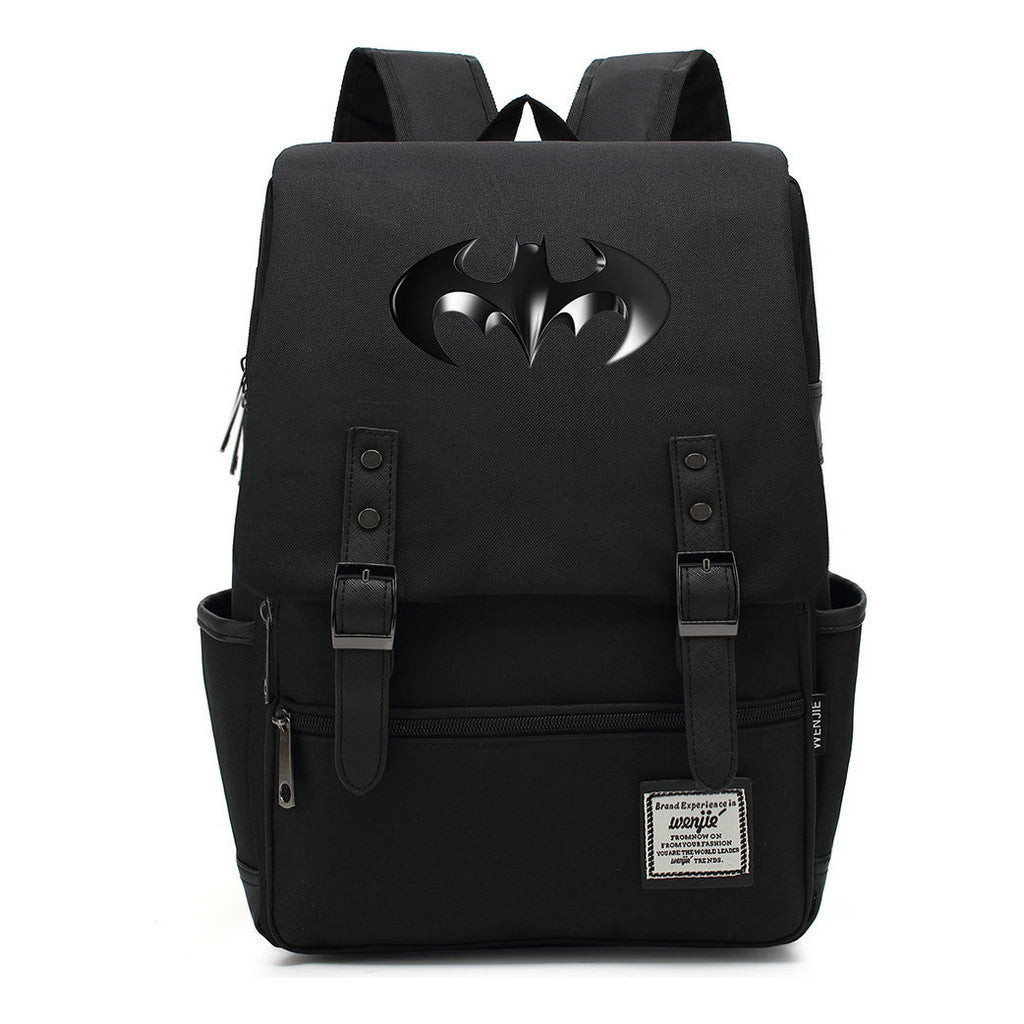 Superhero Batman Print Student Backpack Casual Belt Buckle Classic Backpack