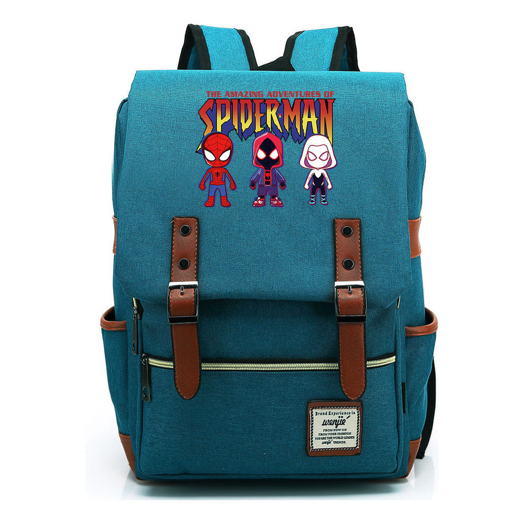 Superhero Print Youth Student Backpack For Men And Women, Casual Belt Buckle, Classic Backpack