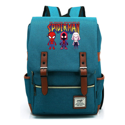 Superhero Print Youth Student Backpack For Men And Women, Casual Belt Buckle, Classic Backpack