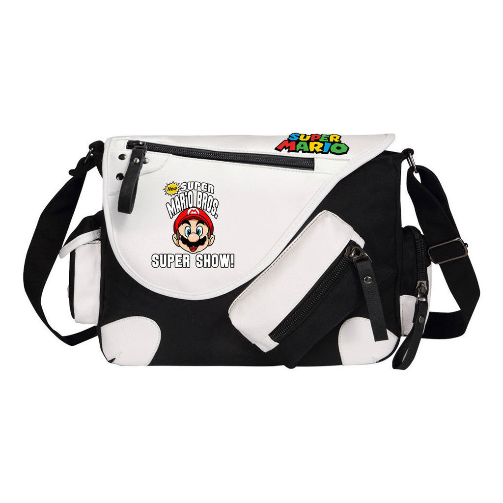 Super Mario Youth Student School Bag Canvas Shoulder Bag Casual Straddle Backpack