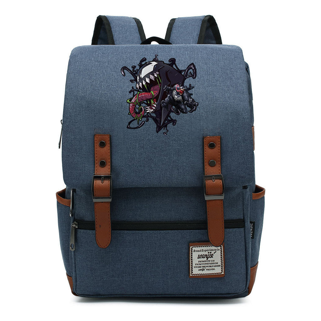 Printed Student Backpack With Casual Belt Buckle, Classic Backpack
