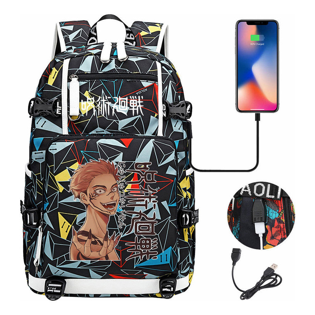 Printed Usb Youth Student Backpack For Men And Women's Leisure Large Capacity Travel Backpack