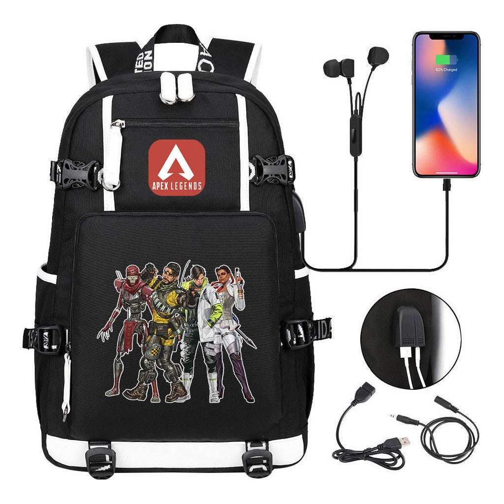 Game Apex Hero Print Usb Large Capacity Youth Student School Bag Men's And Women's Leisure Travel Backpack