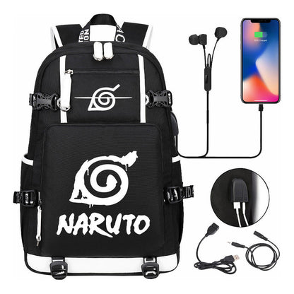 Naruto Usb Large Capacity Youth Student Backpack For Men And Women's Leisure Travel Backpack