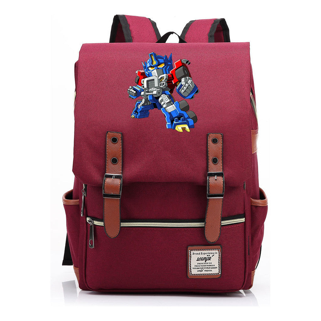 Transformed Mecha Printed Student Backpack For Men And Women's Leisure Backpack