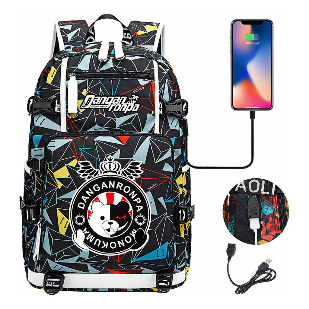 Bullet Theory Breaks Usb Large Capacity Youth Student Backpack Men's And Women's Leisure Travel Backpack