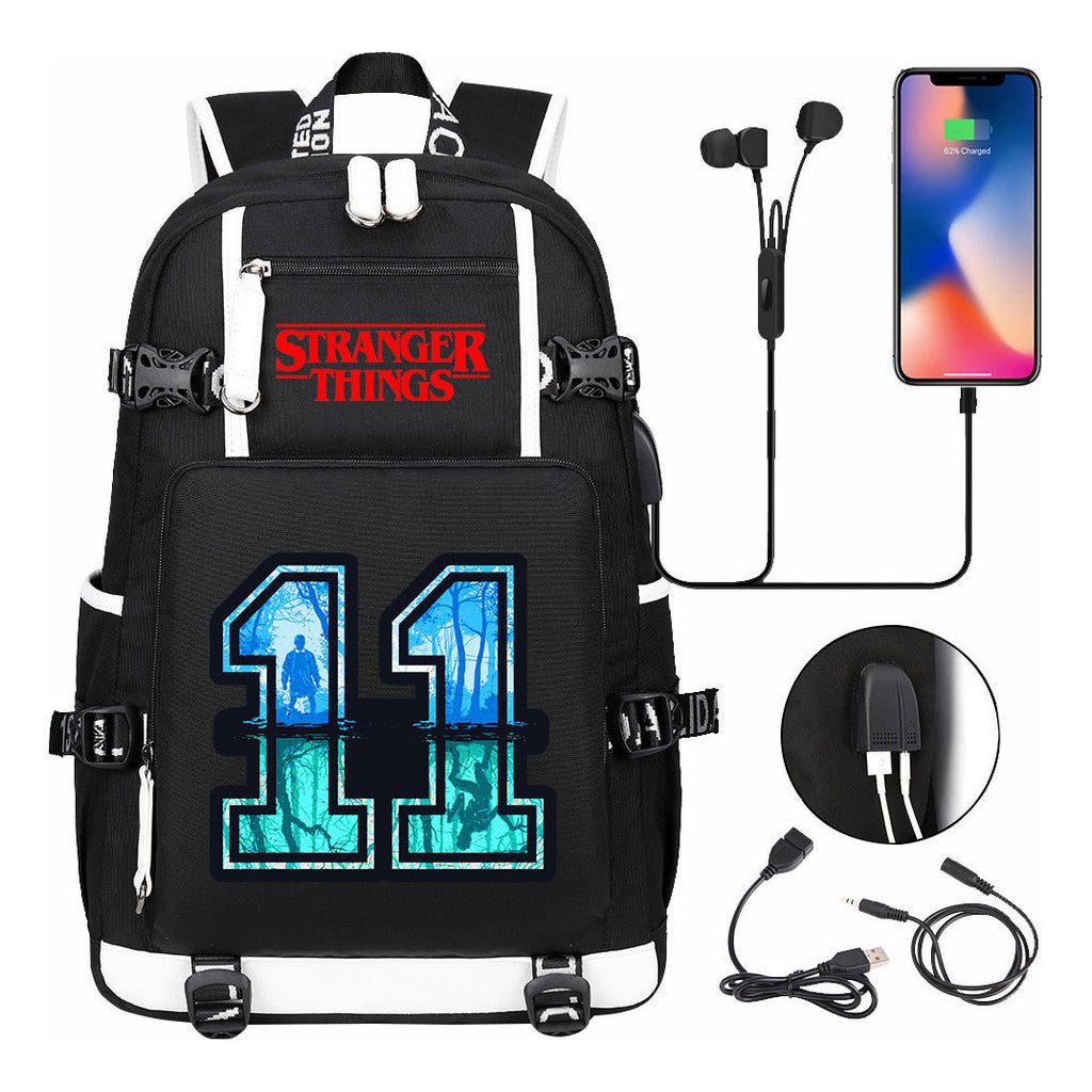 Strange Story Printed Usb Youth Student Backpack For Men And Women's Leisure Travel Backpack