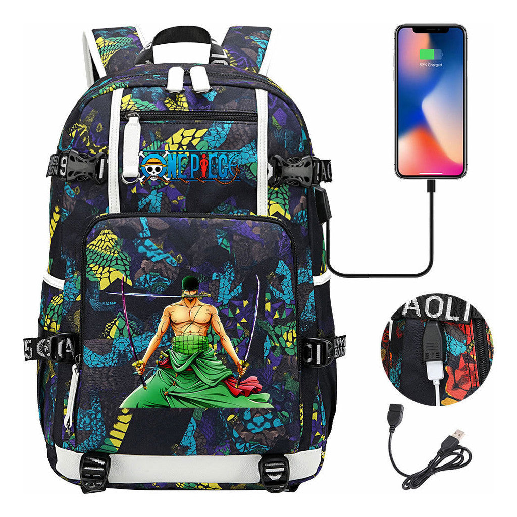 Pirate King Lufei Printed Youth Student Backpack With Large Capacity Leisure Travel Backpack