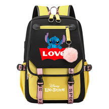 Interstellar Baby Stitch Usb Backpack For Boys And Girls Casual Woven Strap Flip Backpack