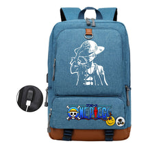Cartoon Pirate King Printed Usb Student Backpack Leisure Travel Backpack