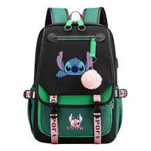 Interstellar Baby Stitch Usb Student Backpack For Boys And Girls, Casual Woven Strap Flip Back Backpack
