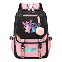 Interstellar Baby Stitch Usb Student Backpack With Casual Woven Strap Flap Backpack