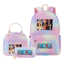 Cartoon Pirate King  Student Girl Backpack Lunch Bag Three Piece Set Backpack