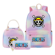 Cartoon Pirate King Student Girls School Bag Lunch Bag Three Piece Set Backpack Set