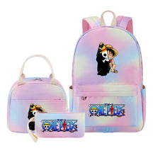 Cartoon Manga Pirate Wang Qing Student Girls School Bag Lunch Bag Three Piece Set Backpack Set