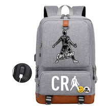 Football Star Cristiano Ronaldo Printed Usb Youth Student Backpack For Leisure Travel Backpack