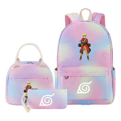 Naruto Teenage Student Girls School Bag Lunch Bag Three Piece Set Backpack Set