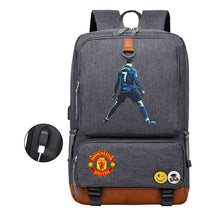 Football Star Cristiano Ronaldo Printed Usb Youth Student Backpack For Leisure Travel Backpack