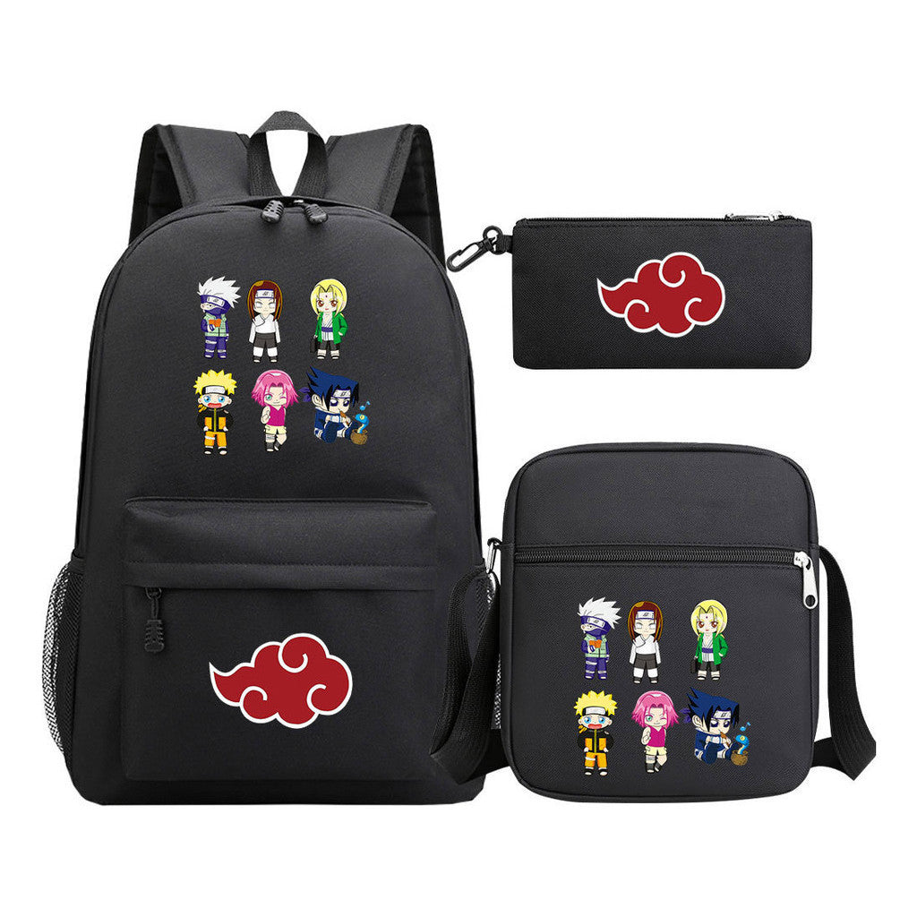 Anime Naruto Starry Sky Youth School Bag Three Piece Set For Boys And Girls Backpack Set