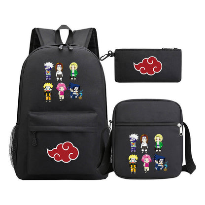 Anime Naruto Starry Sky Youth School Bag Three Piece Set For Boys And Girls Backpack Set
