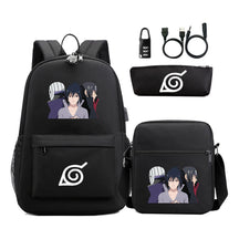 Naruto Usb Password Lock Backpack Three Piece Set For Men And Women Backpack Set