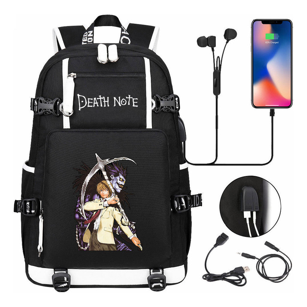 Death Note Usb Large Capacity Youth Student Backpack Men's And Women's Leisure Travel Backpack