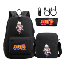 Naruto Usb Password Lock Youth Student Backpack Three Piece Set For Men And Women Backpacks