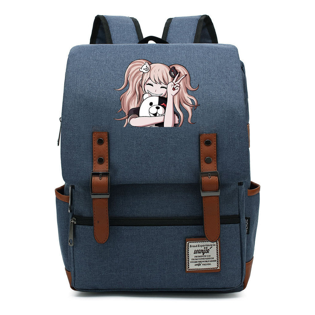 Printed Teenage Student Backpack For Men And Women With Casual Belt Buckle Classic Backpack