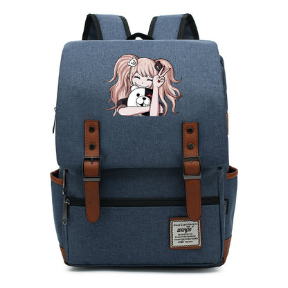 Printed Teenage Student Backpack For Men And Women With Casual Belt Buckle Classic Backpack
